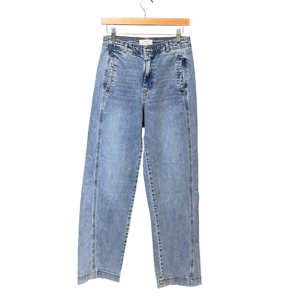 Habitual Womens High Rise Straight Leg Cinch Back Jeans Light Wash 4/27